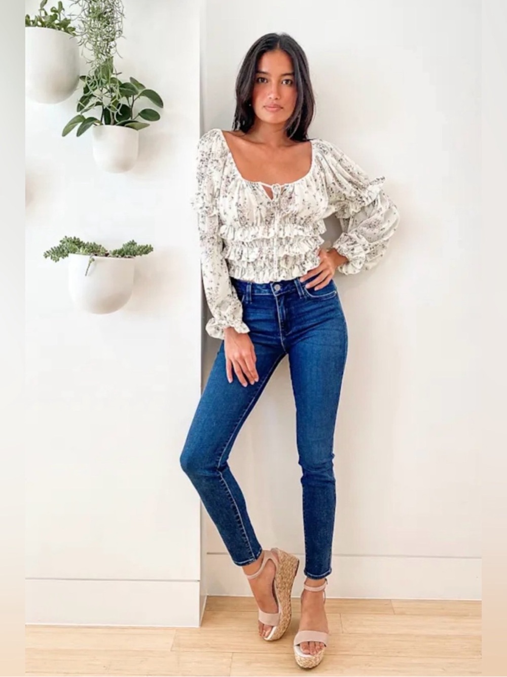 Lulus Floral Print Ruffled Long Sleeve Top - Picture 9 of 9